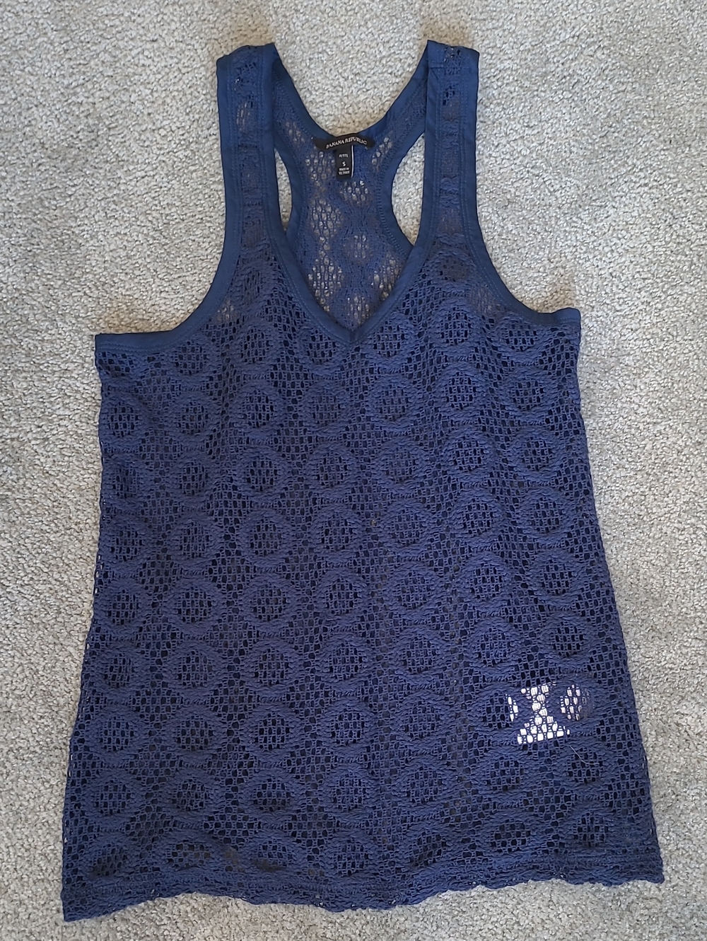 Banana Republic navy crochet tank top, Petite S